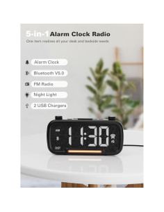 Reloj Despertador Digital Mesqool con Bluetooth y Radio FM 2