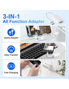Adaptador Denlane Lightning a USB C para Auriculares - Carga y Datos 2