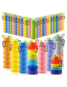30 Botellas de Agua Plegables Sunnyray 500ml Silicona Colorida