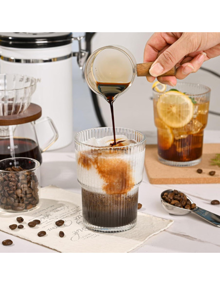 Juego de 4 Tazas de Vidrio 13oz con Tapas y Pajitas AUFXKOO