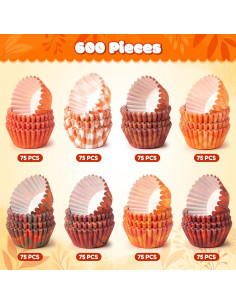 Forros de Cupcake COcnny Mini Otoño 600pcs Papel Desechable 2