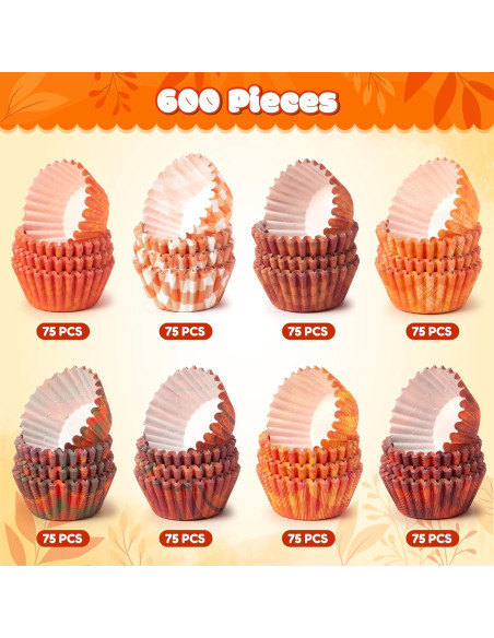 Forros de Cupcake COcnny Mini Otoño 600pcs Papel Desechable