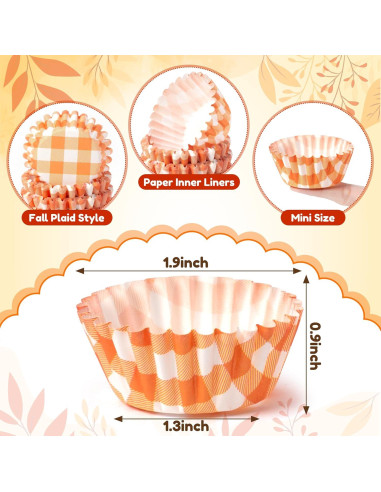 Forros de Cupcake COcnny Mini Otoño 600pcs Papel Desechable
