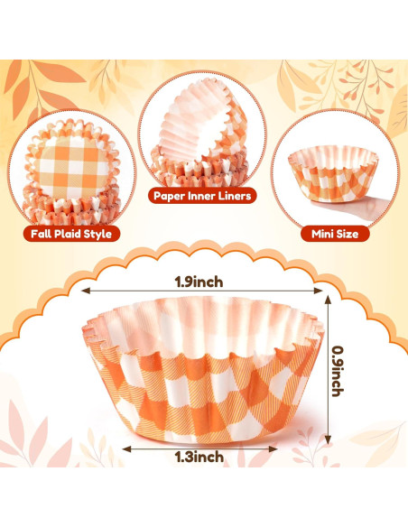 Forros de Cupcake COcnny Mini Otoño 600pcs Papel Desechable