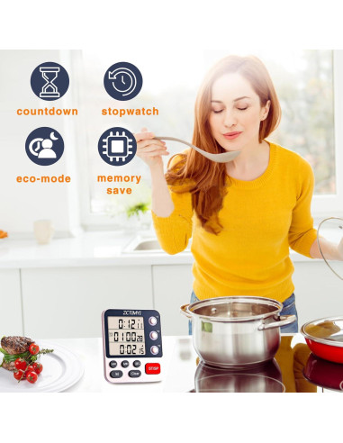 Temporizador Digital Triple ZCTIMYI con Alarma Ajustable y Memoria