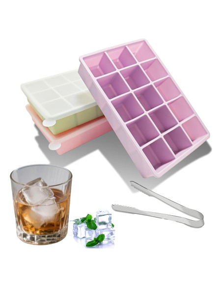 Bandejas de Hielo de Silicona UlifeBetter 3 Piezas 45 Cubos