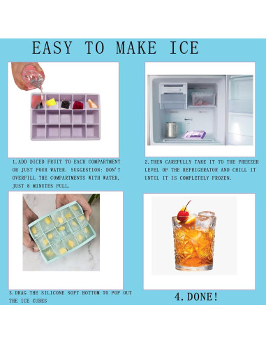 Bandejas de Hielo de Silicona UlifeBetter 3 Piezas 45 Cubos