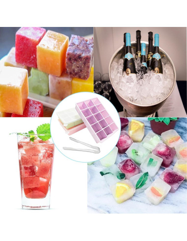 Bandejas de Hielo de Silicona UlifeBetter 3 Piezas 45 Cubos