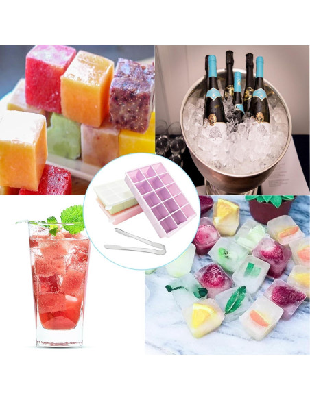 Bandejas de Hielo de Silicona UlifeBetter 3 Piezas 45 Cubos