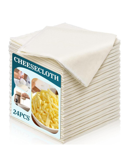 24 Paños de Queso de Algodón Sin Blanquear 61x61cm Exclaith