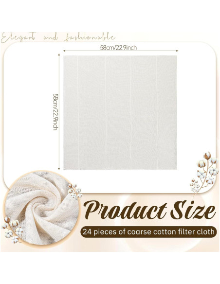 24 Paños de Queso de Algodón Sin Blanquear 61x61cm Exclaith