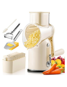 Rallador de Queso Rotativo Emojoy 5 en 1 con Base de Succión