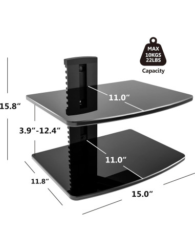 Estante Flotante FITUEYES de 2 Niveles para TV Negro