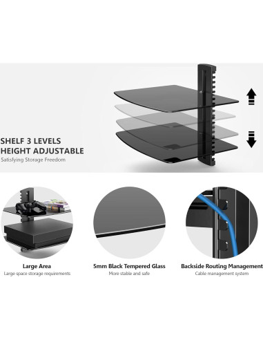 Estante Flotante FITUEYES de 2 Niveles para TV Negro