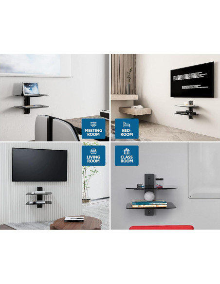 Estante Flotante FITUEYES de 2 Niveles para TV Negro