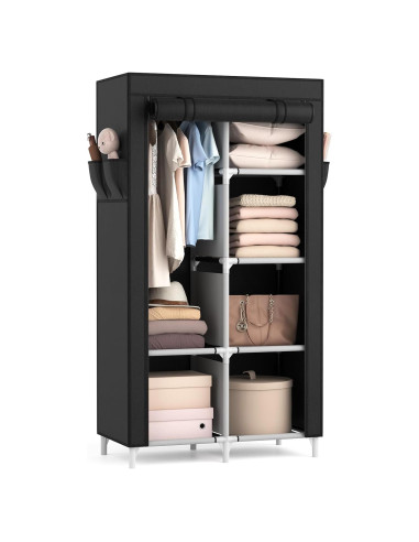 Armario Portátil Rojasop con 6 Estantes y Barra para Colgar