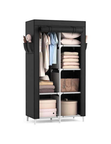 Armario Portátil Rojasop con 6 Estantes y Barra para Colgar