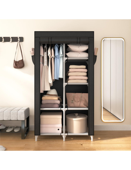 Armario Portátil Rojasop con 6 Estantes y Barra para Colgar