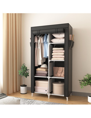 Armario Portátil Rojasop con 6 Estantes y Barra para Colgar