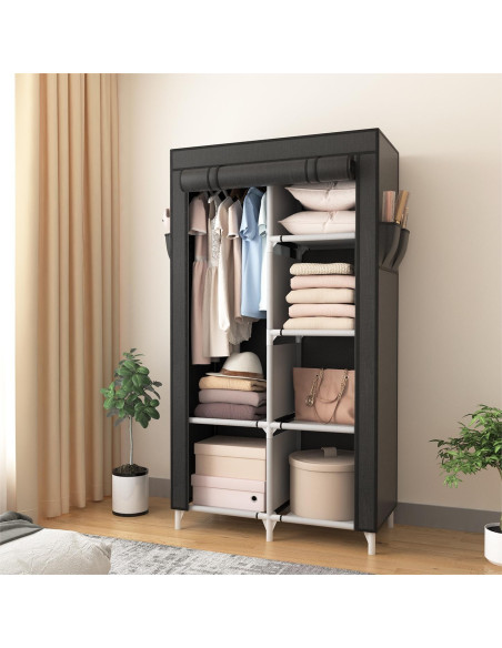 Armario Portátil Rojasop con 6 Estantes y Barra para Colgar