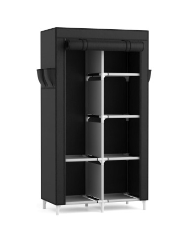 Armario Portátil Rojasop con 6 Estantes y Barra para Colgar