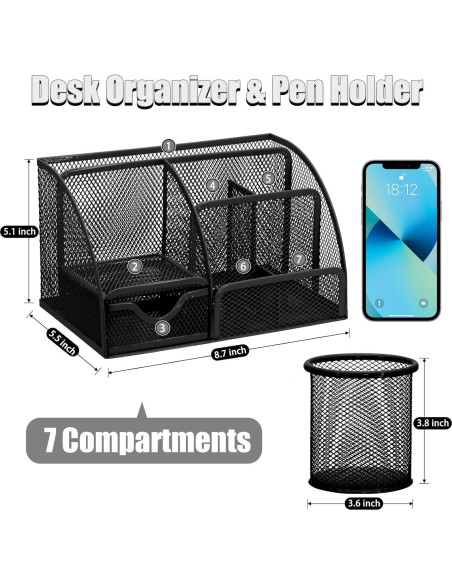 Set de Organizador de Escritorio 13 en 1 SYMDROMIA Negro