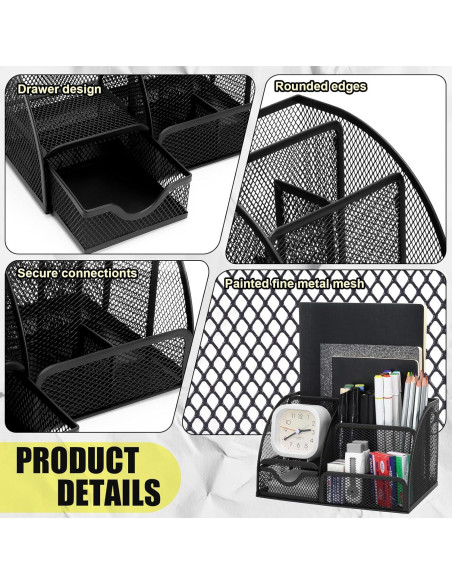 Set de Organizador de Escritorio 13 en 1 SYMDROMIA Negro