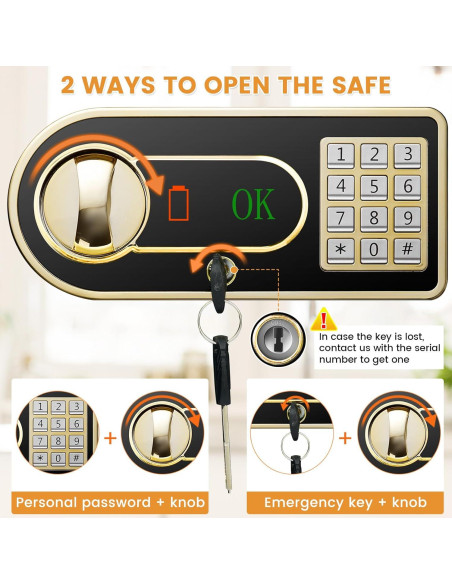 Caja Fuerte Digital Pisleto 2.5 Pies a Prueba de Fuego y Agua