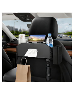 Organizador de respaldo de asiento de coche Hiitytin 7 en 1 Negro