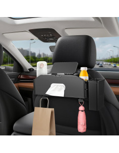 Organizador de respaldo de asiento de coche Hiitytin 7 en 1 Negro 2