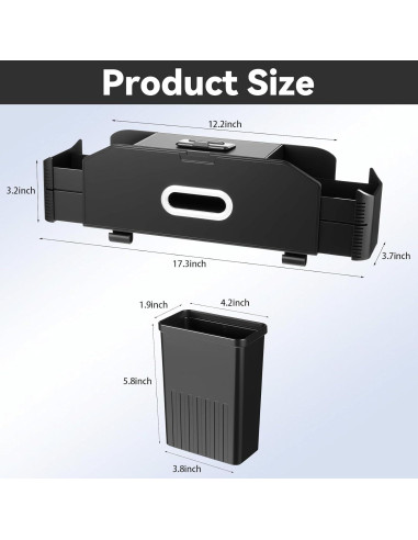 Organizador de respaldo de asiento de coche Hiitytin 7 en 1 Negro