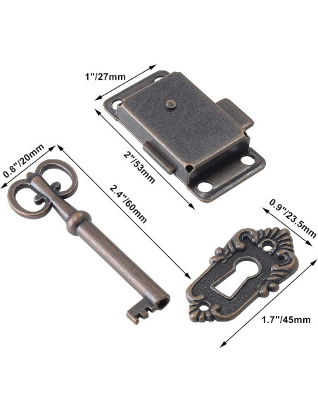 Cerradura de Gabinete Antigua Jiozermi con Llave y Tornillos