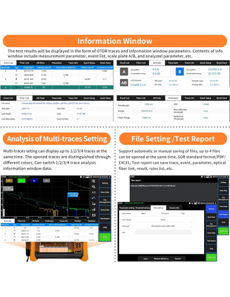 Probador OTDR Henkion RSO-65 1310/1550nm 28/26dB Pantalla Táctil