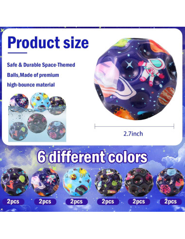 12 Pelotas Rebotadoras Coloridas YVBBHE para Niños 6.86 cm