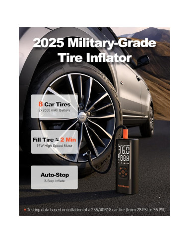 Compresor de Aire Portátil Aurethryon 150 PSI Batería 5200mAh