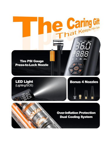 Compresor de Aire Portátil Aurethryon 150 PSI Batería 5200mAh