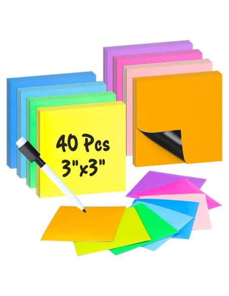 Notas Adhesivas Magnéticas Reutilizables MAXECHO 40 Pcs 7.6x7.6 cm