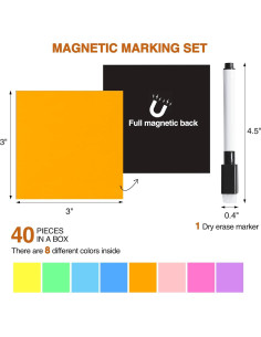 Notas Adhesivas Magnéticas Reutilizables MAXECHO 40 Pcs 7.6x7.6 cm 2