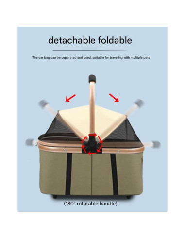 Carrito Doble para Mascotas YYW Verde - 4 en 1, 2 Transportadoras