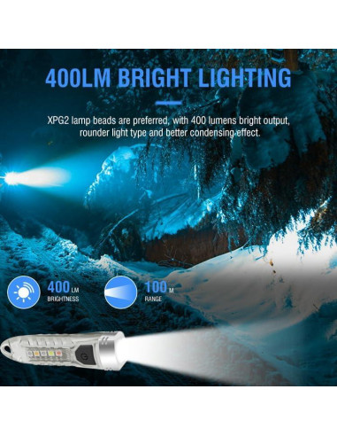 Linterna EDC V1 Mini 2 Pack 400LM Recargable IPX6 Blanca