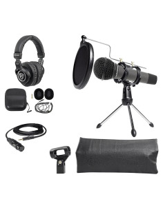 Paquete de Podcasting Audio-Technica ATM410 para PC - Micrófono, Soporte y Auriculares