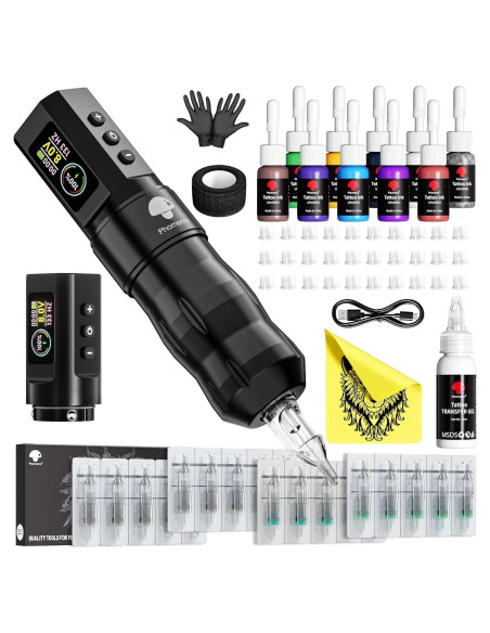 Kit de Máquina de Tatuaje Inalámbrica Phomemo con 20 Agujas