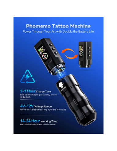 Kit de Máquina de Tatuaje Inalámbrica Phomemo con 20 Agujas