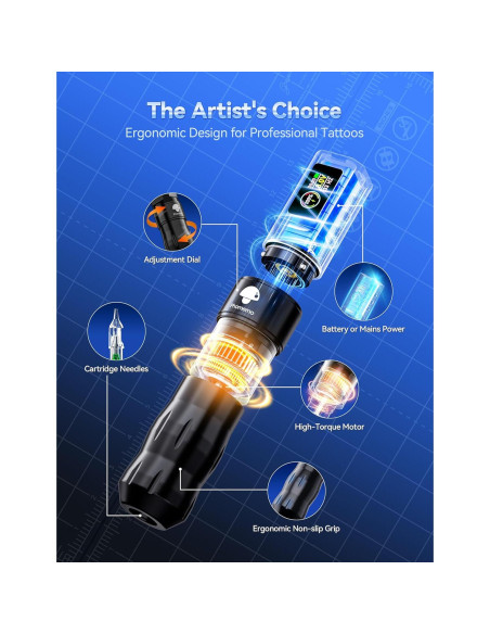Kit de Máquina de Tatuaje Inalámbrica Phomemo con 20 Agujas