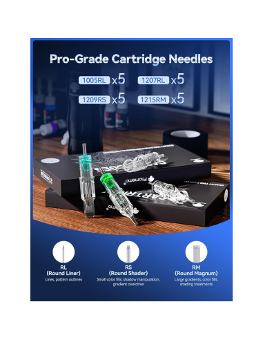 Kit de Máquina de Tatuaje Inalámbrica Phomemo con 20 Agujas