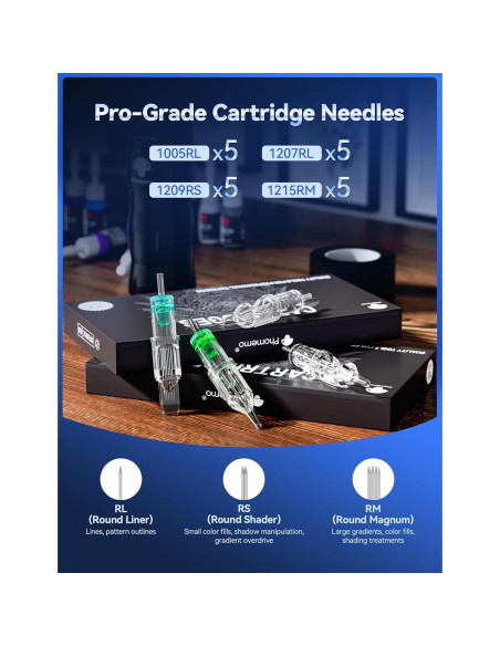 Kit de Máquina de Tatuaje Inalámbrica Phomemo con 20 Agujas