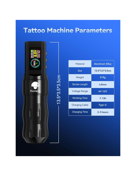 Kit de Máquina de Tatuaje Inalámbrica Phomemo con 20 Agujas