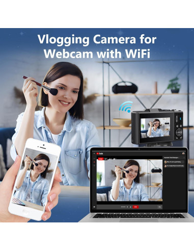 Cámara Digital Zunate 64MP 4K UHD con Zoom 18X y Pantalla 3"