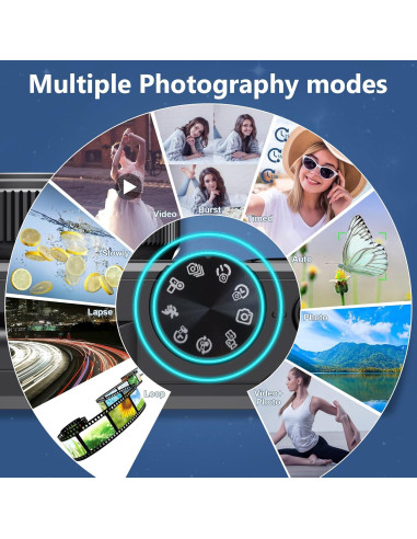 Cámara Digital Zunate 64MP 4K UHD con Zoom 18X y Pantalla 3"