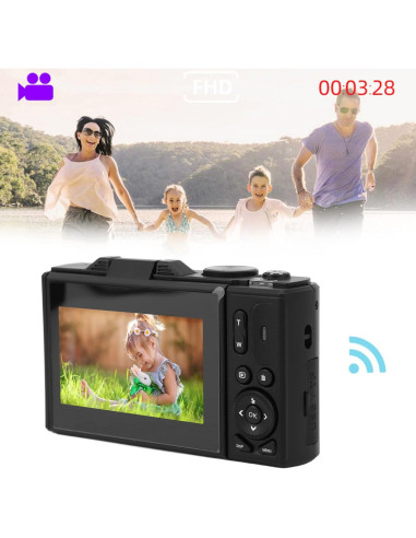 Cámara Digital Zunate 64MP 4K UHD con Zoom 18X y Pantalla 3"